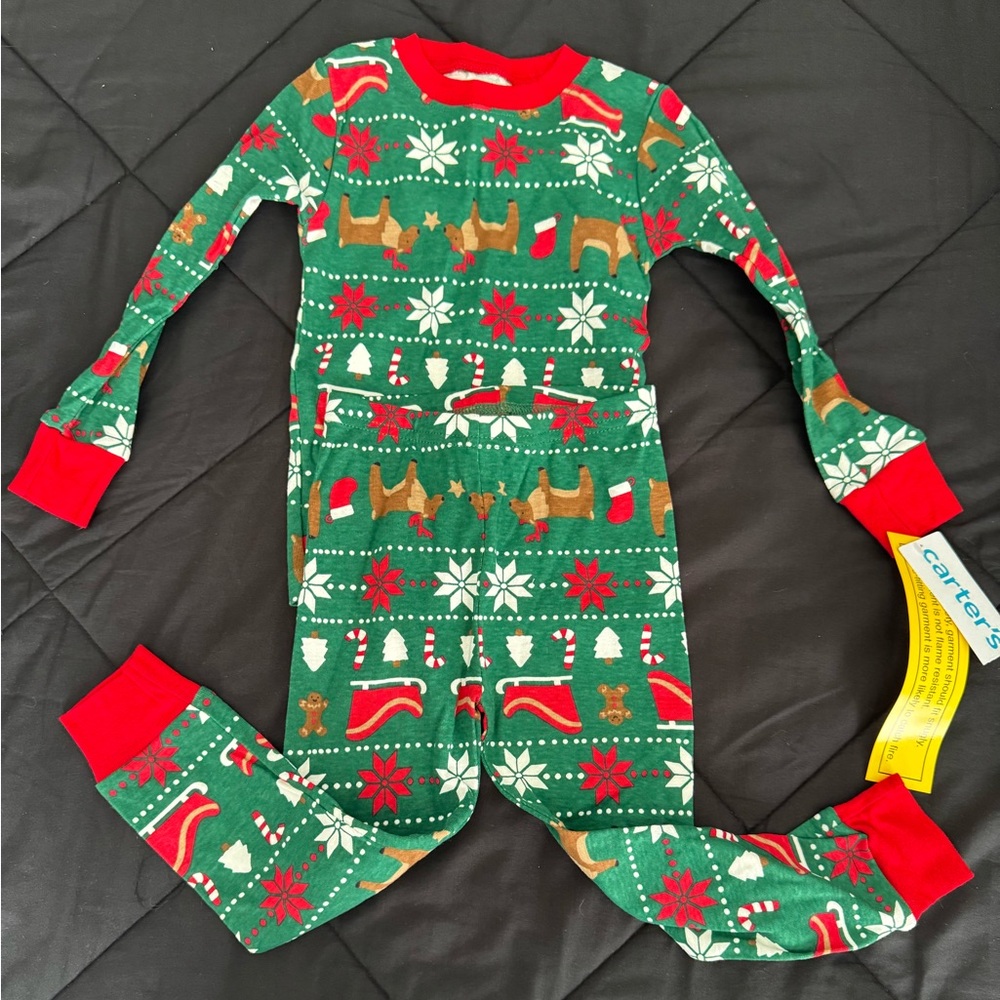 Carter's Green and Red Holiday Pajama Set